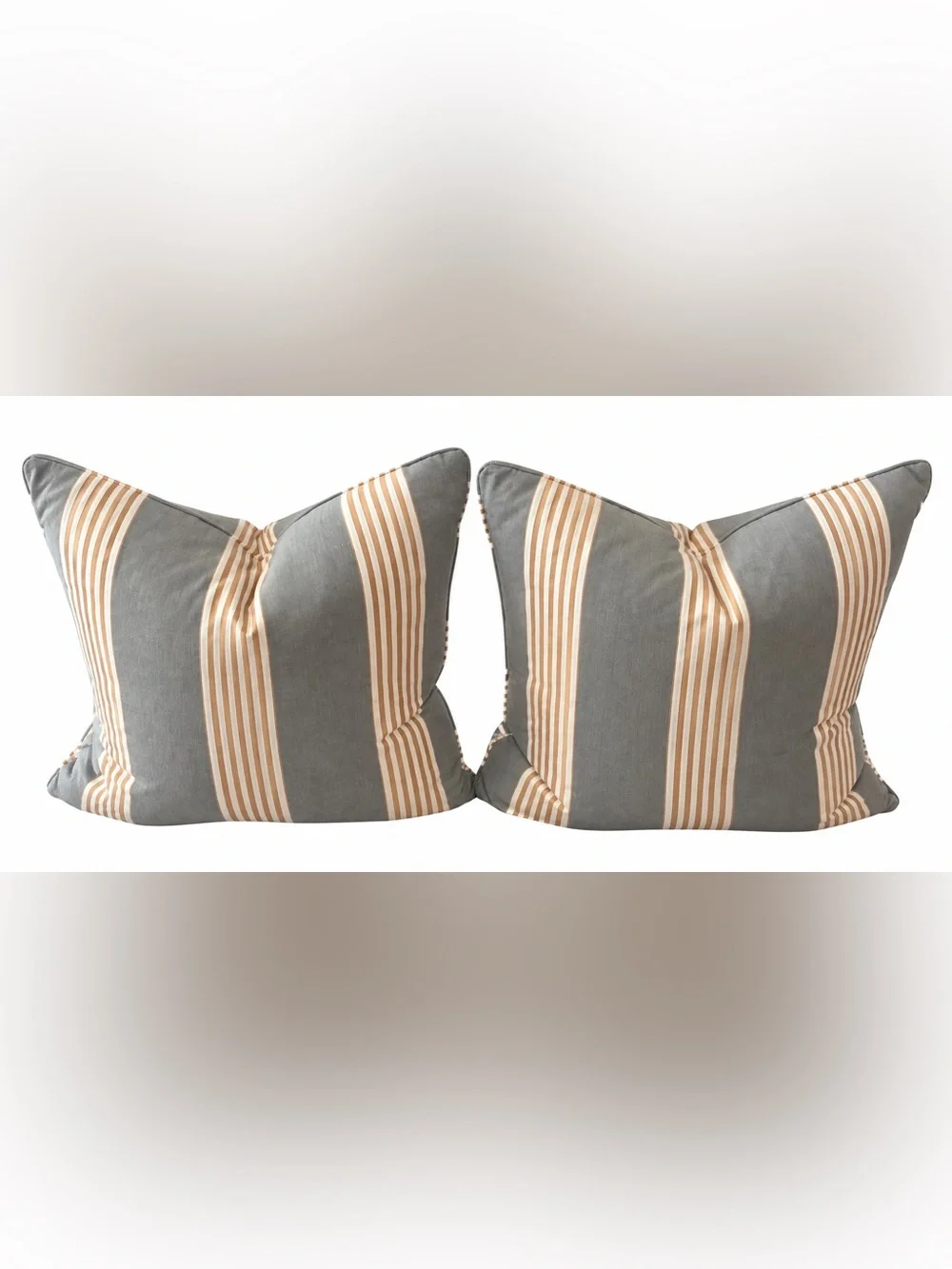 Striped Gray and Tan Accent Pillow Set